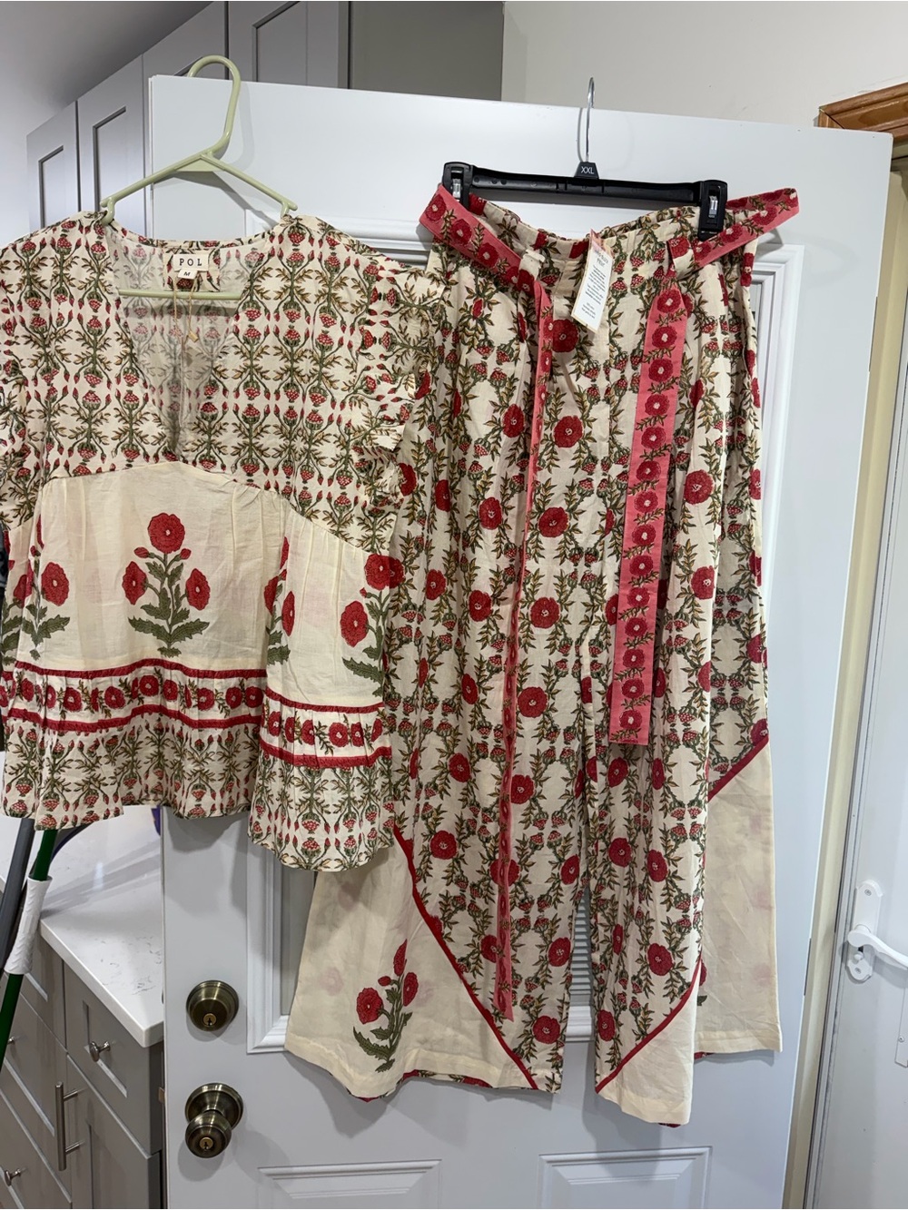 POL Boho Floral Cotton SET  - Red Floral on Cream